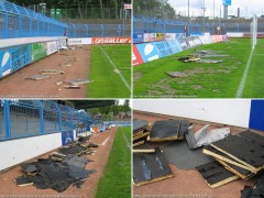 2006: Sturmschäden im Stadion 2006: Sturmschäden am Stadiondach