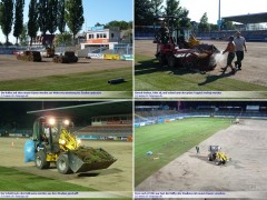 2009: Verlegung des neuen Rollrasens 2009: Rollrasen wird neu verlegt