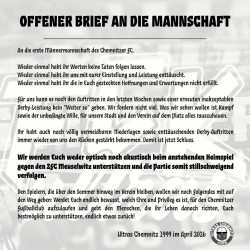 Offener Brief der Ultras Chemnitz