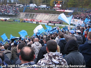 Gut 1000 CFC-Fans folgten ihrem Club nach Zwickau